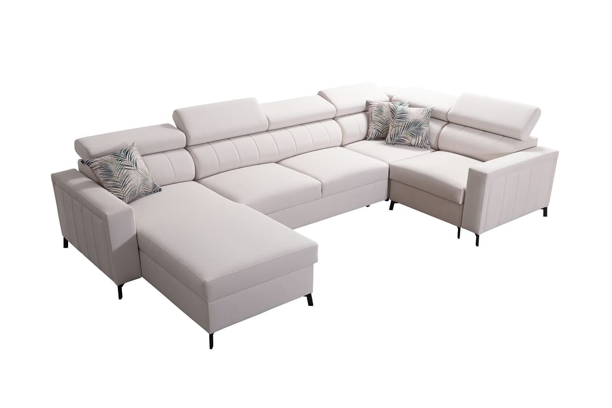 Baltico afsluttet med armlæn i beige farve set forfra